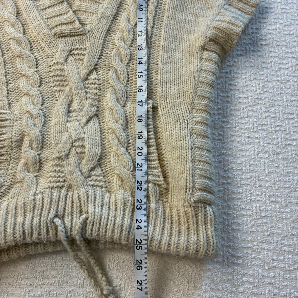 American Eagle Cable Knit Hooded Sweater Vest Cream XS-S Wool Alpaca Coastal - Picture 6 of 7